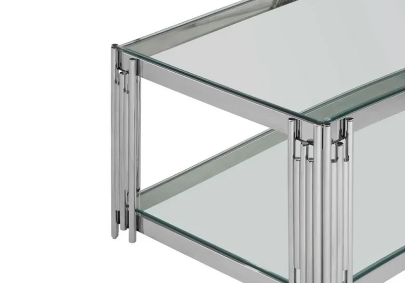 Table basse design chromé verre - Eve