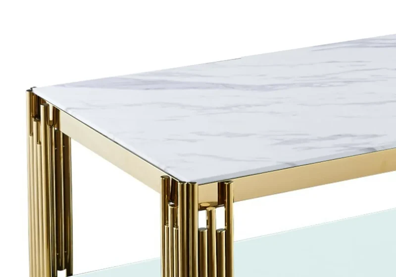 Table basse doré marbre blanc - Eve