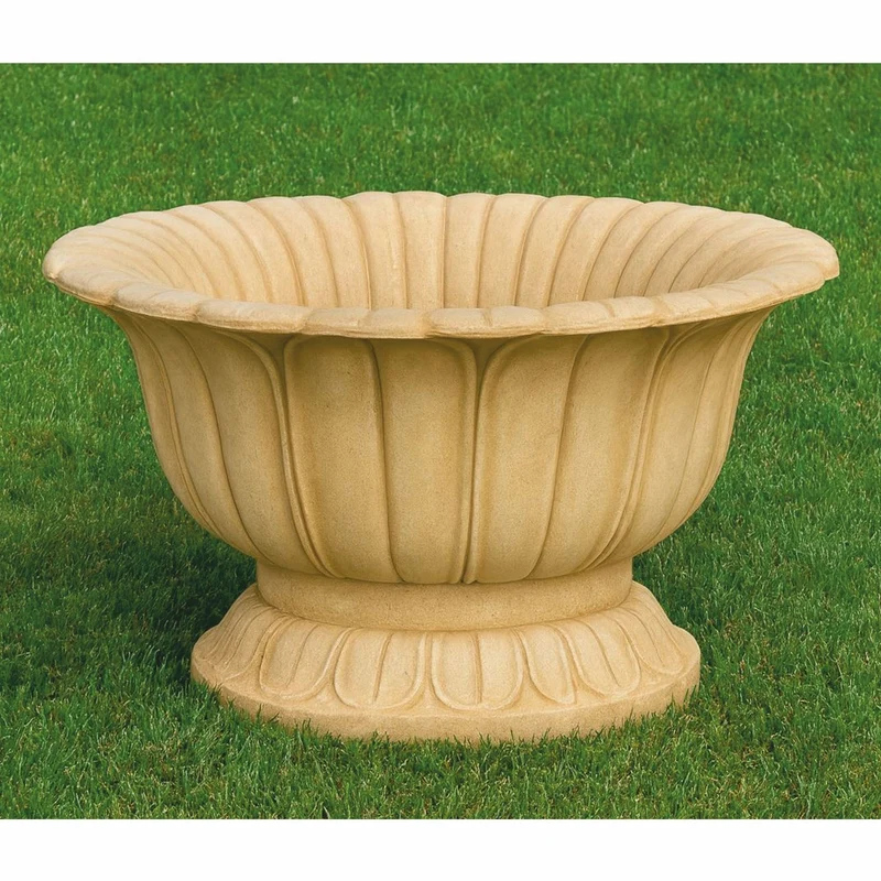 Casa Padrino Luxus Barock Blumentopf Beige Ø 36 x H. 32 cm - Made in Italy