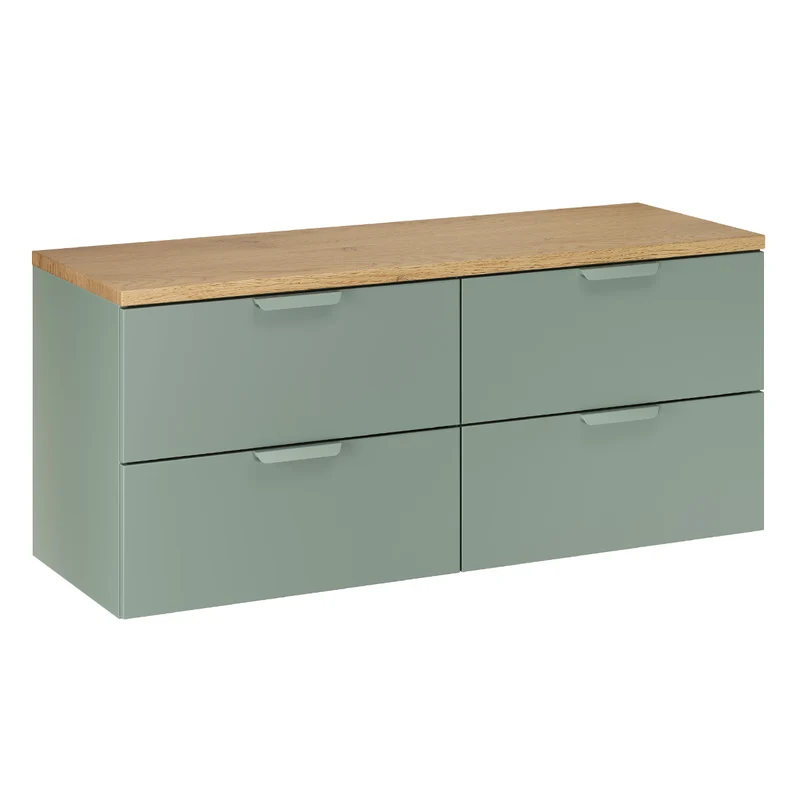 Ensemble meuble sous-vasque 120cm et colonne Oria Vert mat
