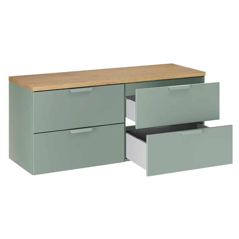 Ensemble meuble sous-vasque 120cm et colonne Oria Vert mat