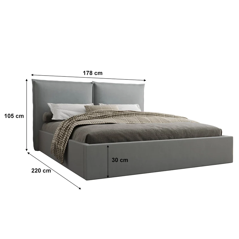 Lit coffre 160x200 sommier inclus Sandro Gris