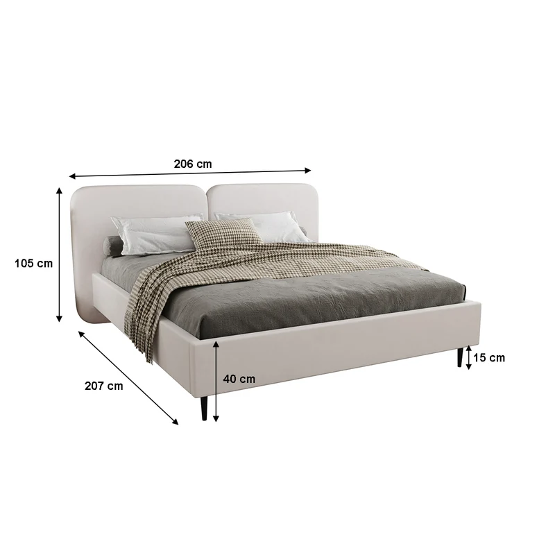 Lit coffre 160x200 sommier inclus Luz Blanc cassé