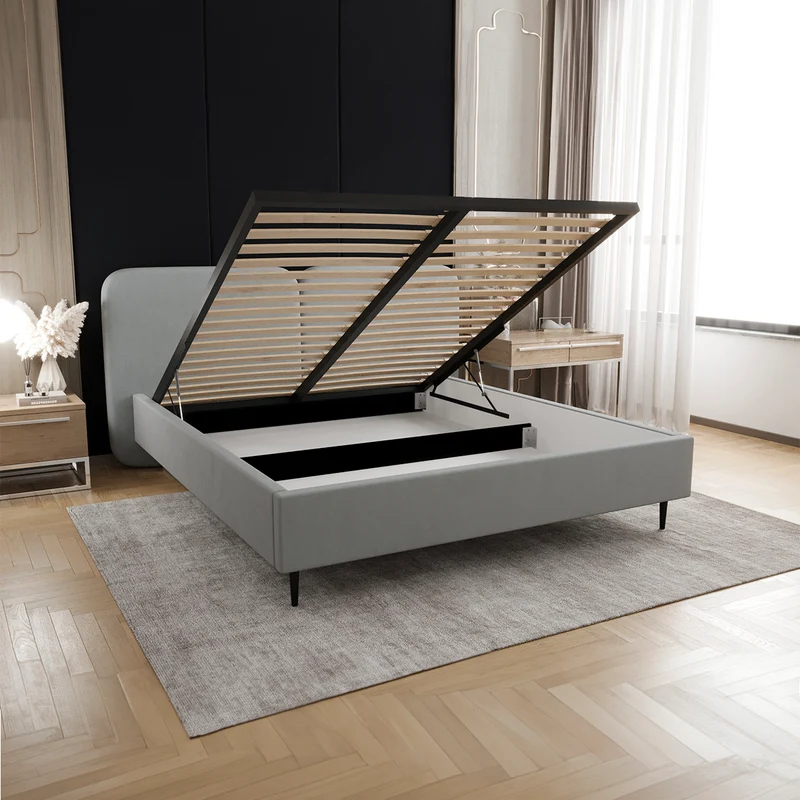 Lit coffre 160x200 sommier inclus Luz Gris