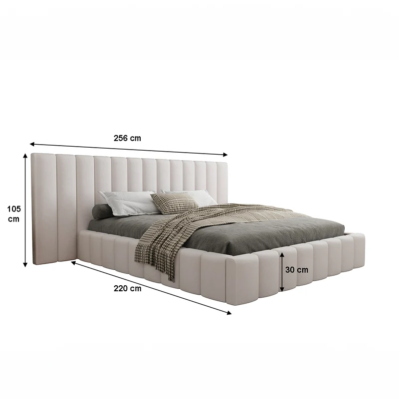 Lit coffre 160x200 sommier inclus Kira Blanc cassé