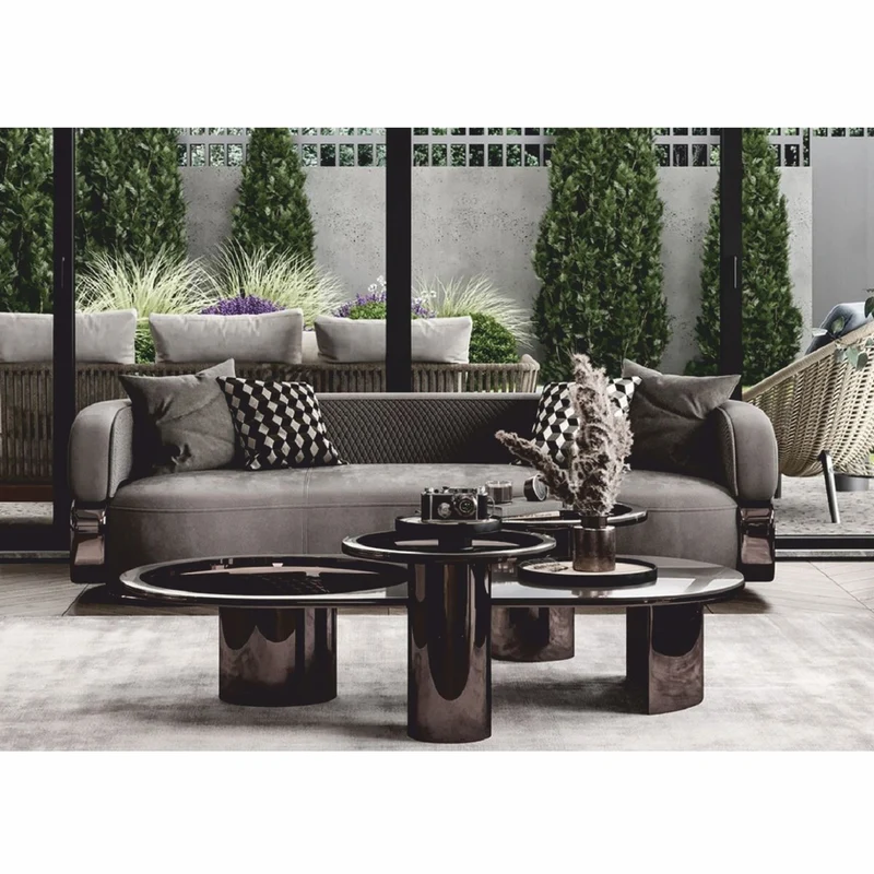 Casa Padrino Luxus Couchtisch Grau / Bronze 150 cm - Hotel & Wohnzimmer Möbel