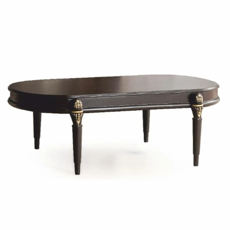 Casa Padrino Luxus Barock Couchtisch Dunkelbraun / Gold 128 cm - Barock Möbel
