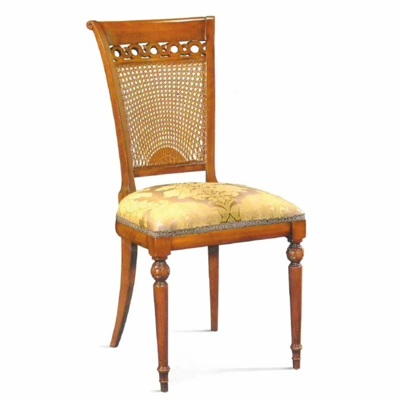 Casa Padrino Luxus Barock Esszimmer Stuhl Gelb / Braun - Barock Möbel - Made in Italy