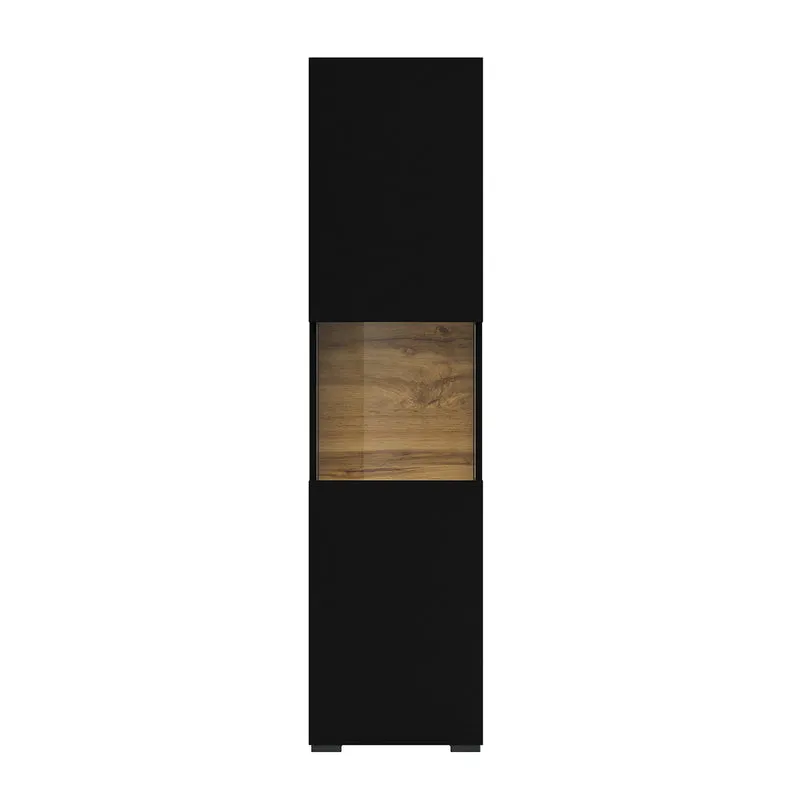 Vitrine 1 porte Glora Noir et Bois