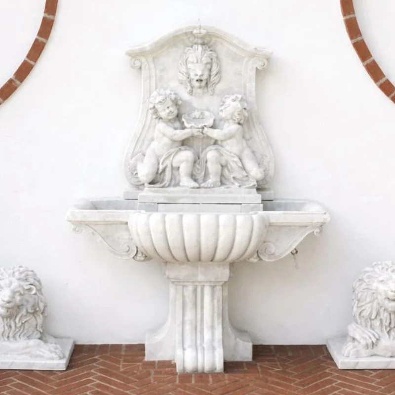 Casa Padrino Luxus Barock Wandbrunnen Weiß 119 x H. 158 cm - Made in Italy