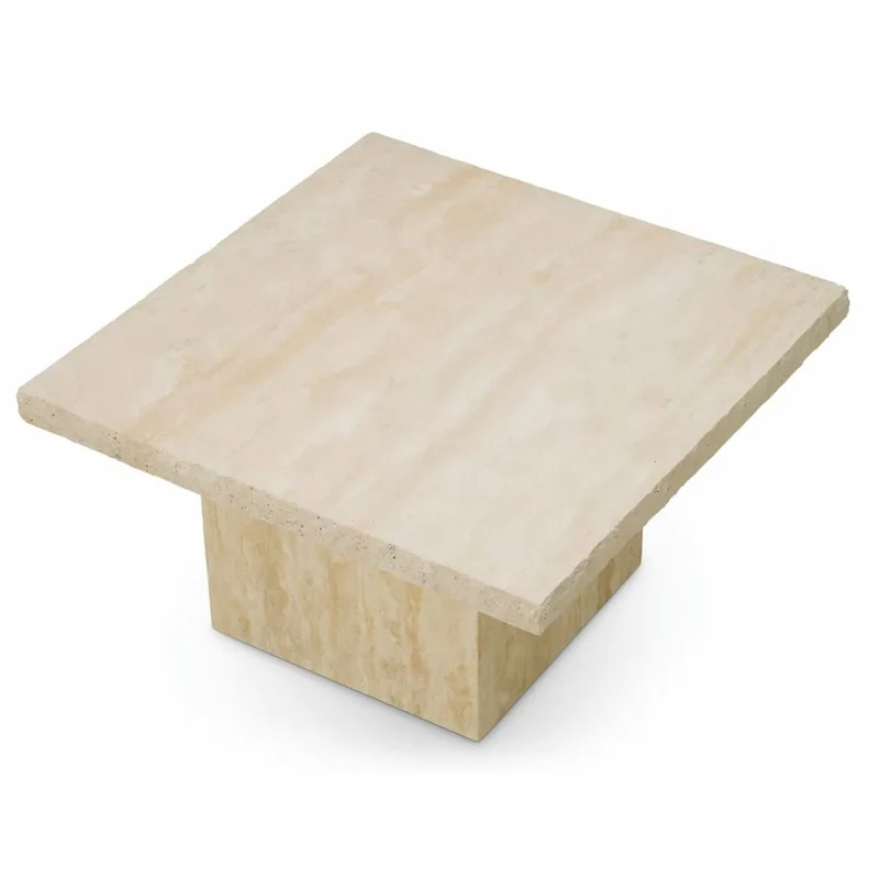 Casa Padrino Luxus Travertin Couchtisch Beige 65,5 cm - Travertin Wohnzimmer Möbel