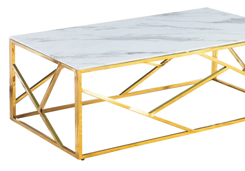Table basse dorée marbre blanc - Ilea
