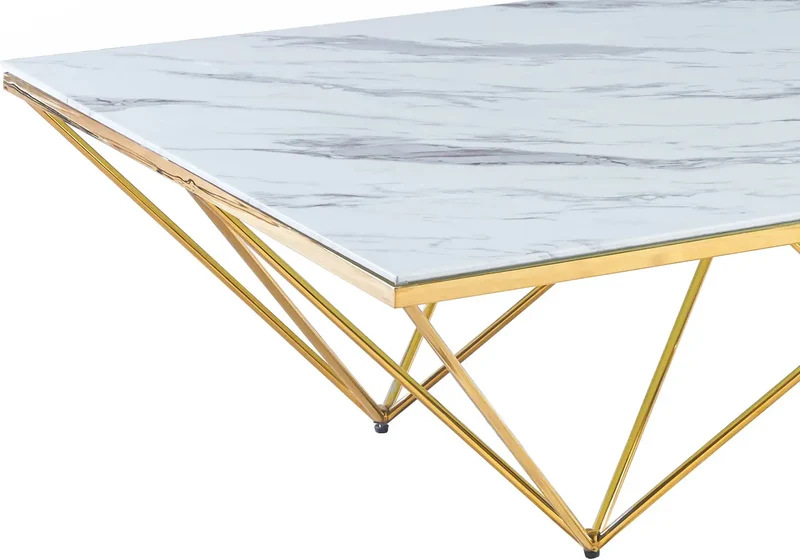 Table basse design doré marbre - Ilea