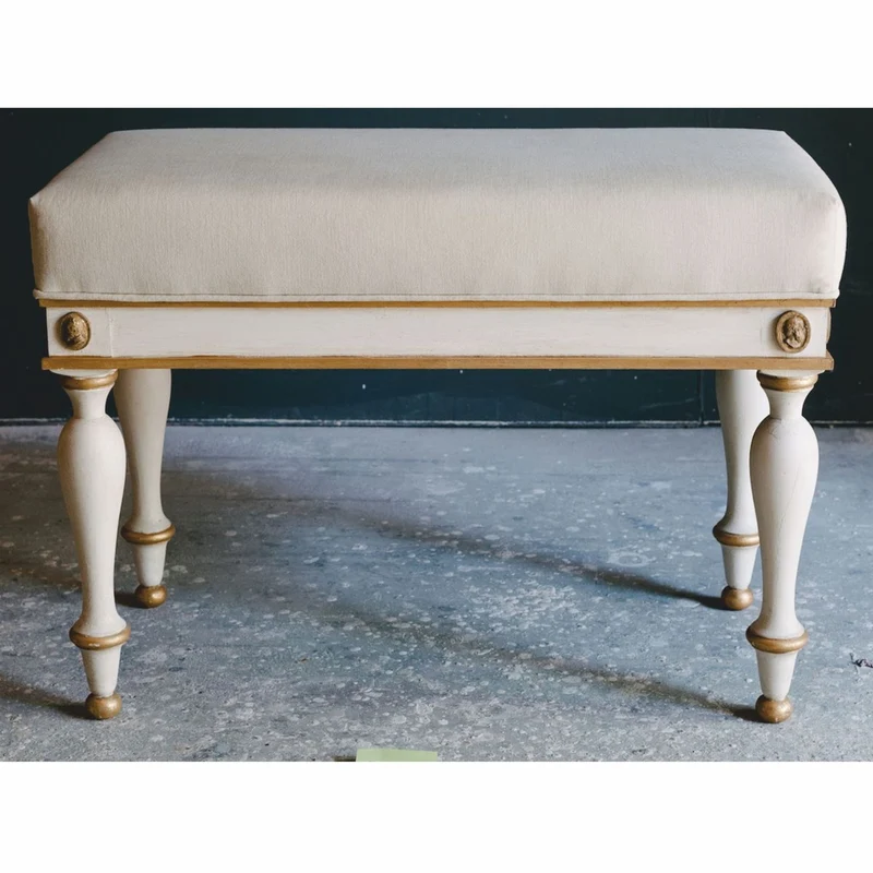 Casa Padrino Luxus Barock Hocker Weiß / Gold 73 cm - Barock Möbel - Made in Italy