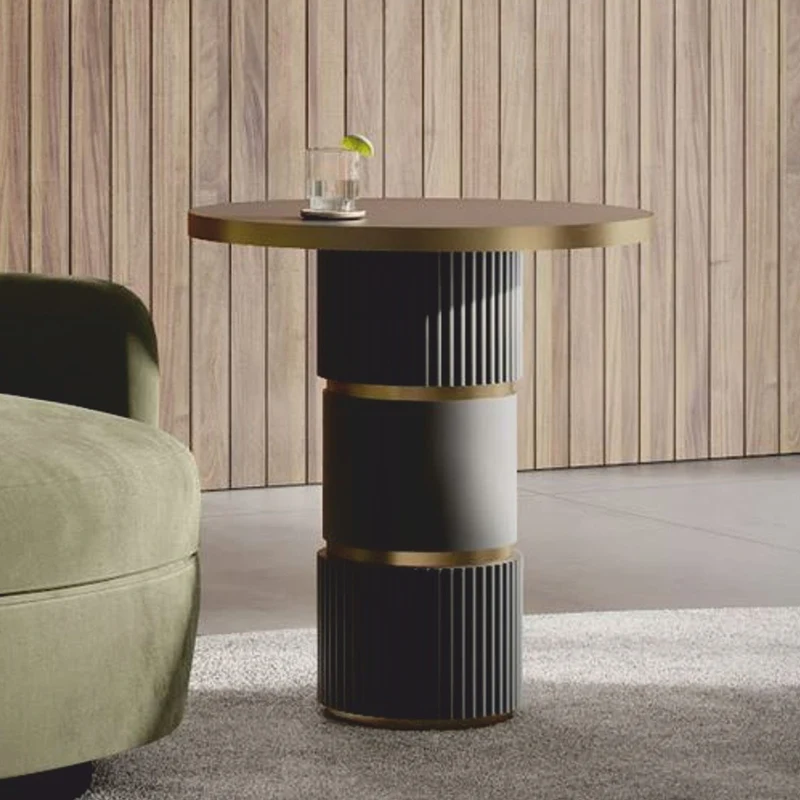 Casa Padrino Luxus Beistelltisch Dunkelgrau / Messing H. 65 cm - Wohnzimmer & Hotel Möbel