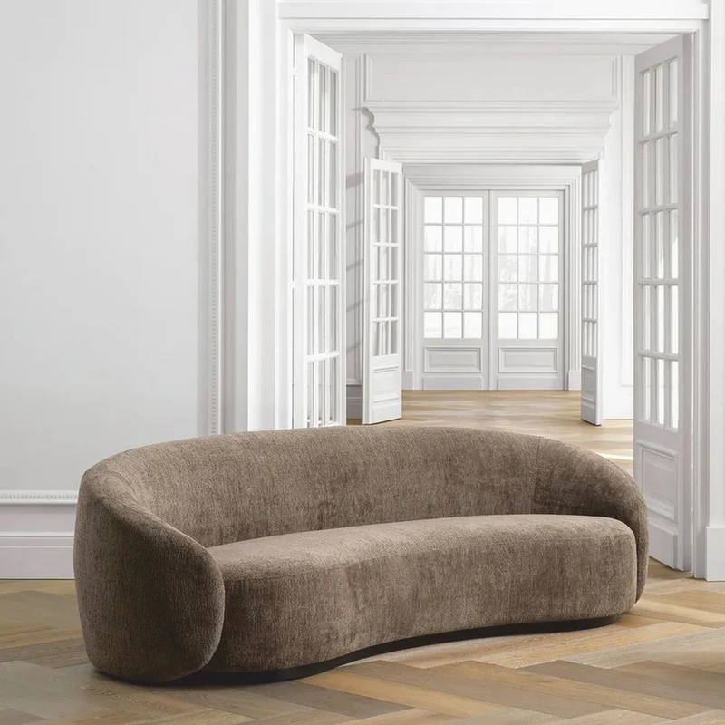 Casa Padrino Luxus Sofa Braun / Schwarz 235 cm - Gebogenes Wohnzimmer Sofa