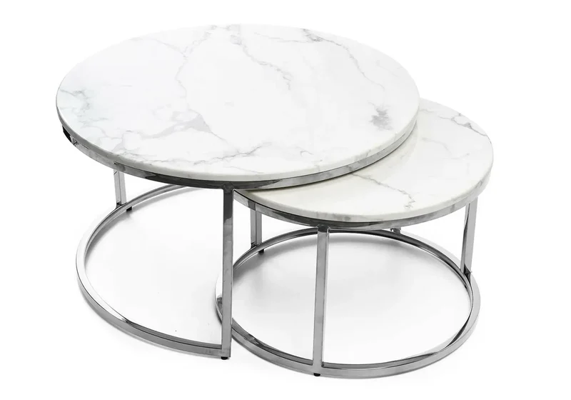 Tables gigognes marbre blanc - Orea