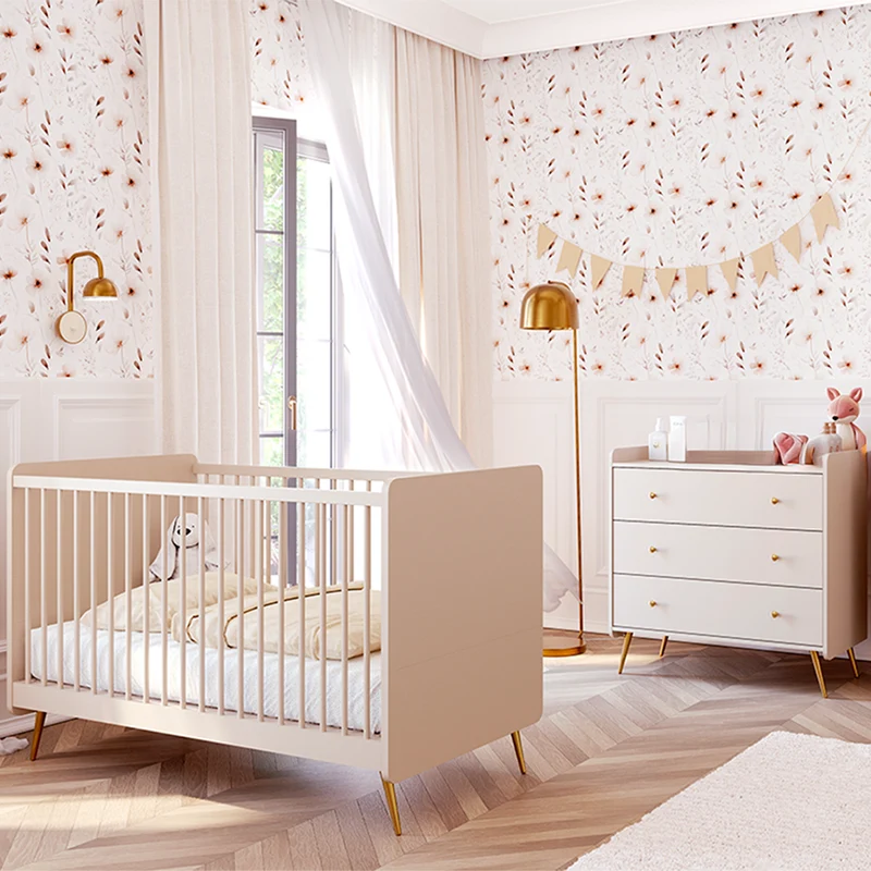 Lit évolutif 70x140 et commode 3 tiroirs Vox Lunea Cachemire