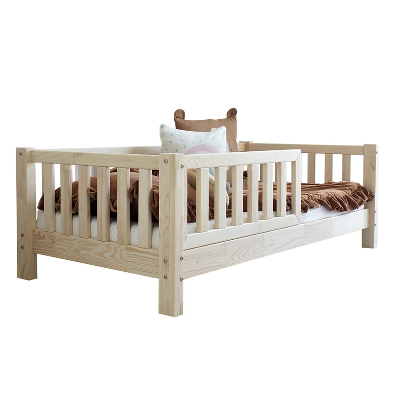Lit 80x160 barrière et sommier inclus pieds 10 cm Agnès Bois