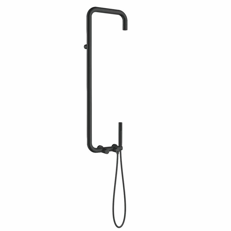 Casa Padrino Luxus Duschgarnitur mit Überkopfbrause und Handbrause Schwarz H. 122,7 cm