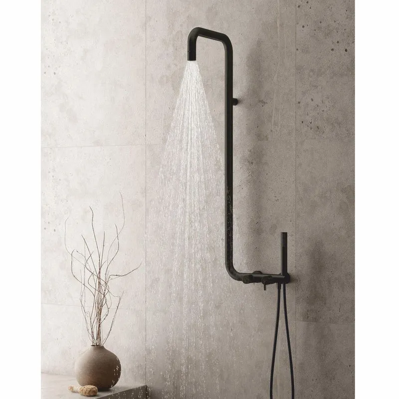 Casa Padrino Luxus Duschgarnitur mit Überkopfbrause und Handbrause Schwarz H. 122,7 cm