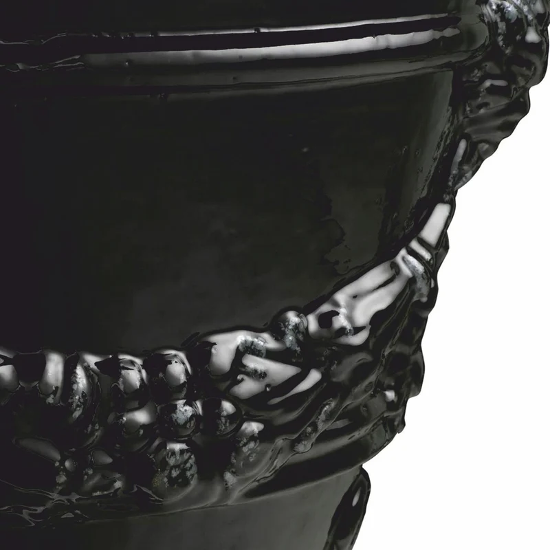 Casa Padrino Luxus Barock Keramik Blumentopf Schwarz Ø 60 x H. 56 cm - Garten Deko