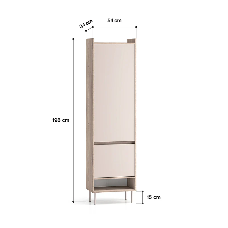 Armoire 2 portes entrée Alos Cachemire et Bois