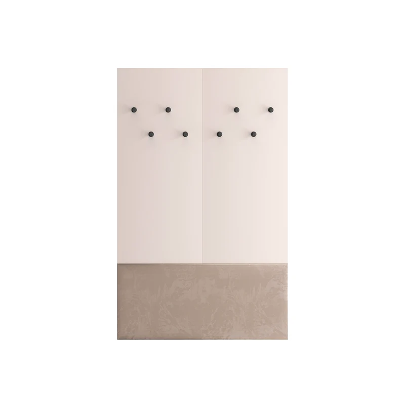 Meuble entrée porte-manteau et banc à chaussures long 1 porte Alos Cachemire et Bois