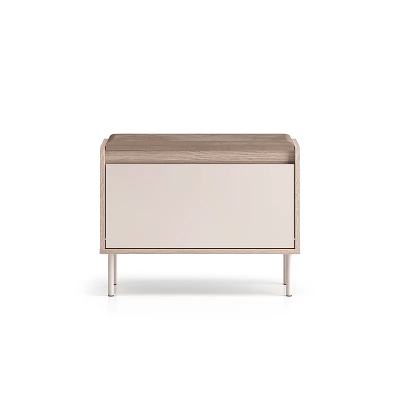 Meuble entrée porte-manteau et banc à chaussures 1 porte Alos Cachemire et Bois