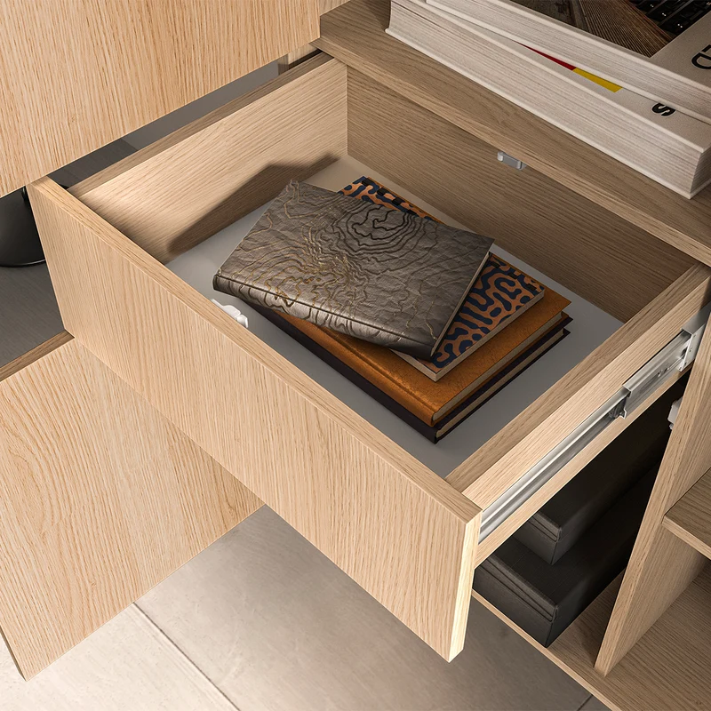 Vaisselier 3 portes 1 tiroir LED inclus Paige Bois et Noir