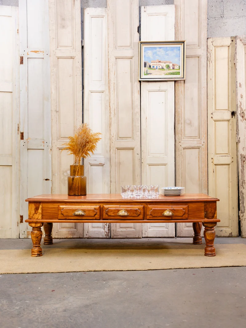Léonie, la table basse grand format en bois exotique N°477