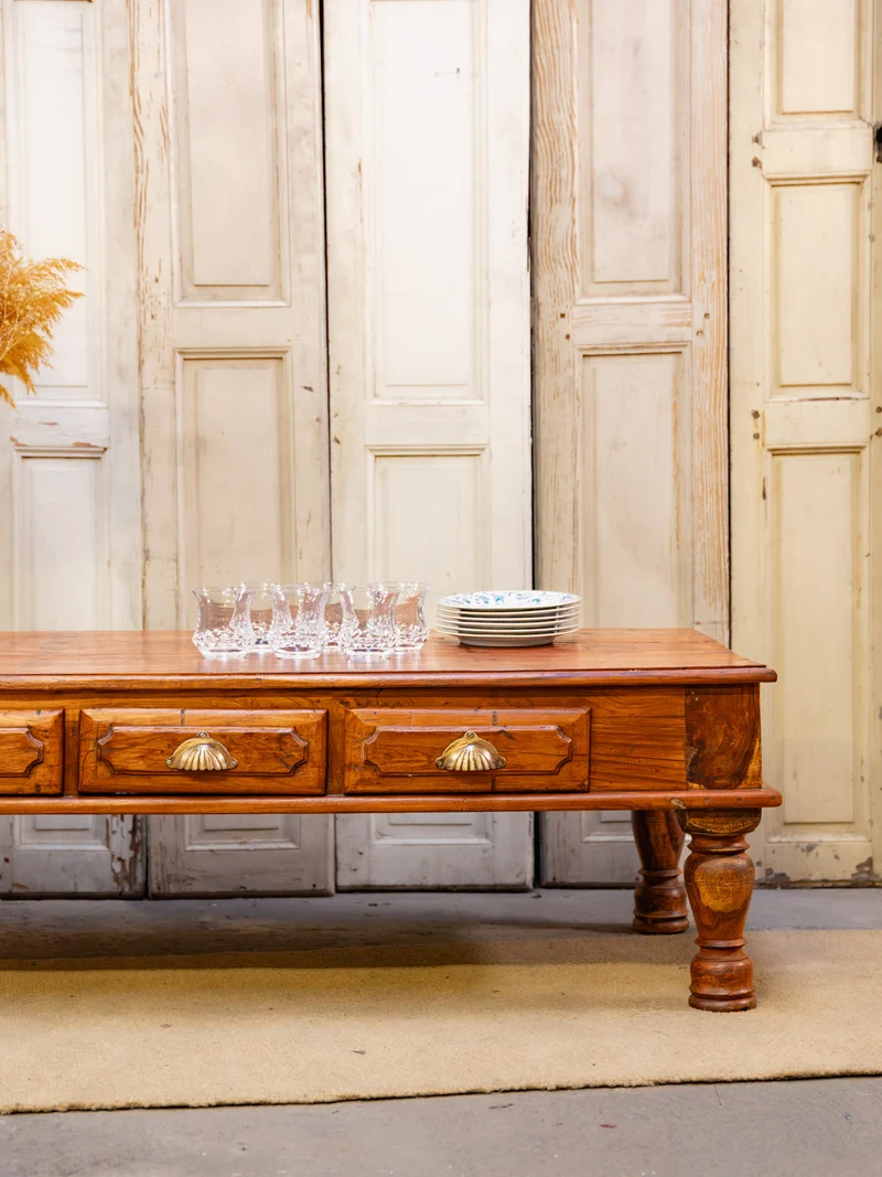 Léonie, la table basse grand format en bois exotique N°477