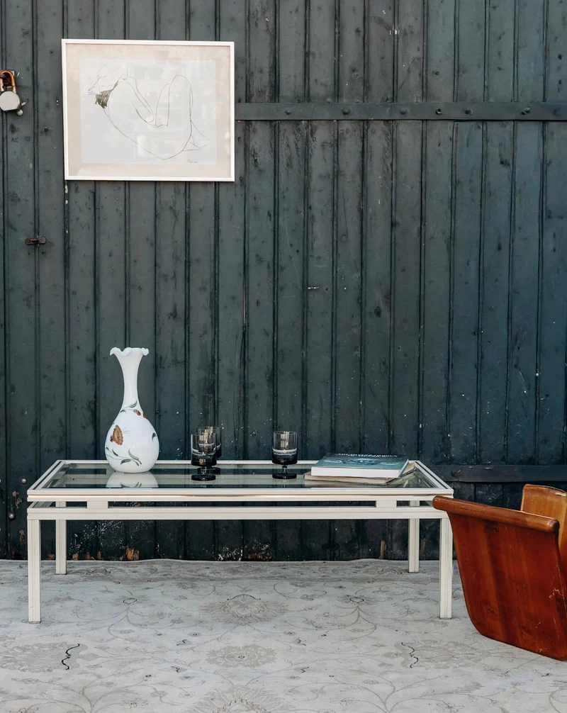 Donna, la table basse en verre et métal N°842