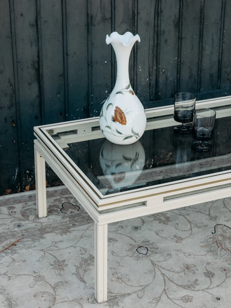 Donna, la table basse en verre et métal N°842