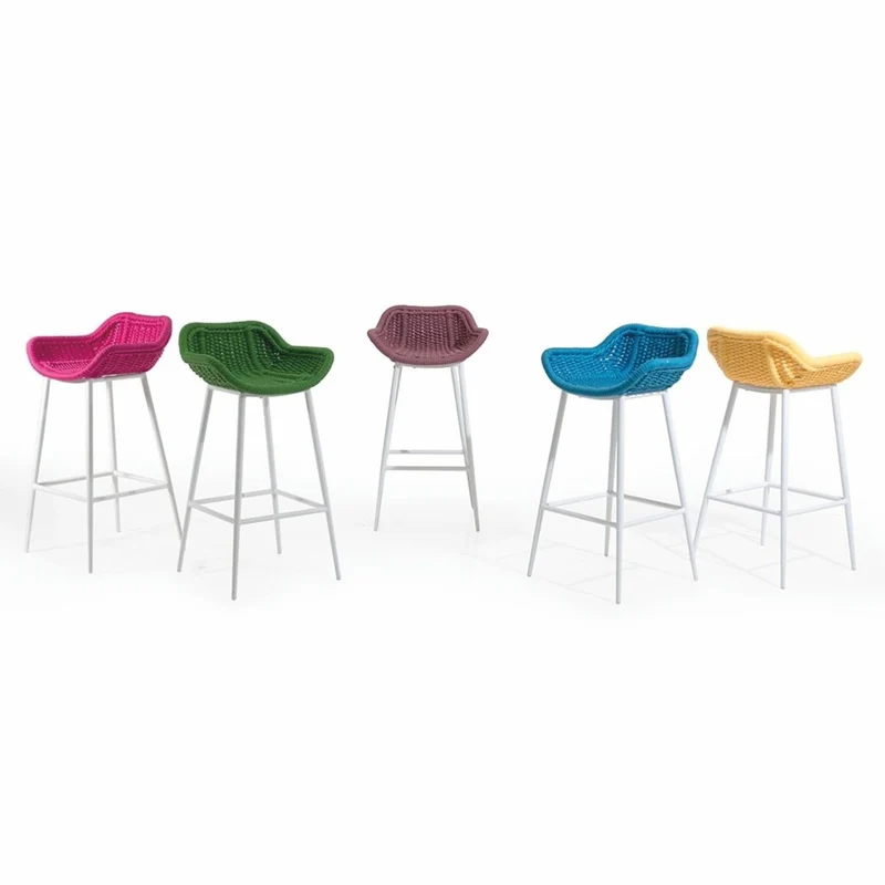 Casa Padrino Luxus Garten Barstuhl Pink / Weiß - Luxus Garten & Terrassen Möbel