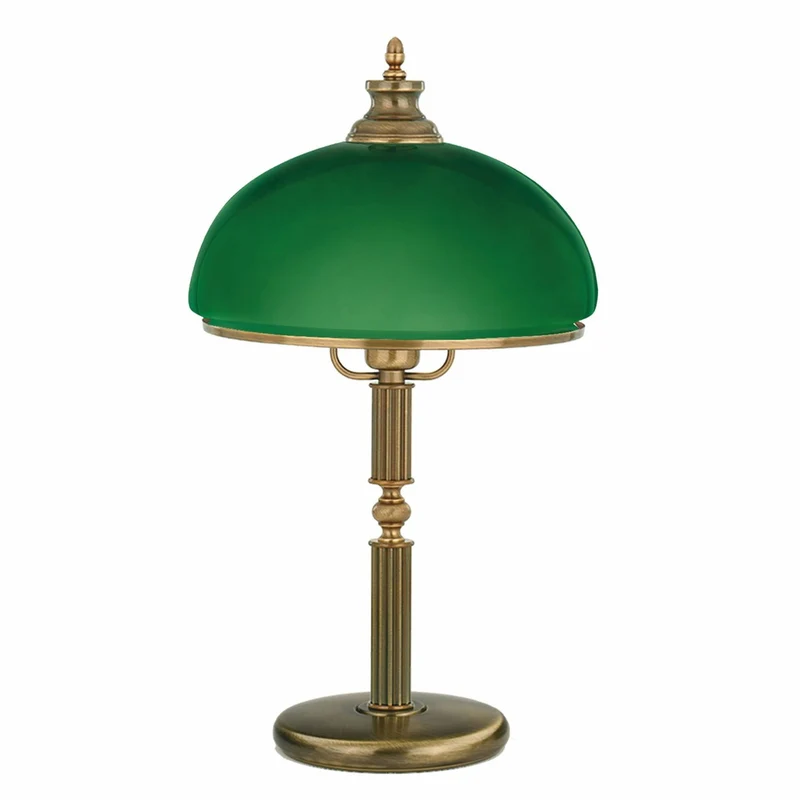 Casa Padrino Luxus Barock Tischleuchte Messing mit Patina / Grün Ø 30 x H. 54 cm