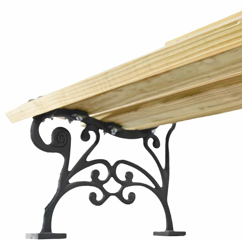 Casa Padrino Parkbank - Stadtbank Naturfarben / Schwarz 180 cm - Garten Accessoires