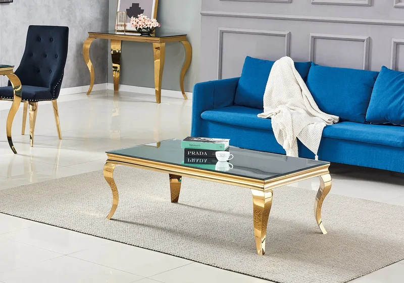 Table basse rectangulaire miroir or - Neo