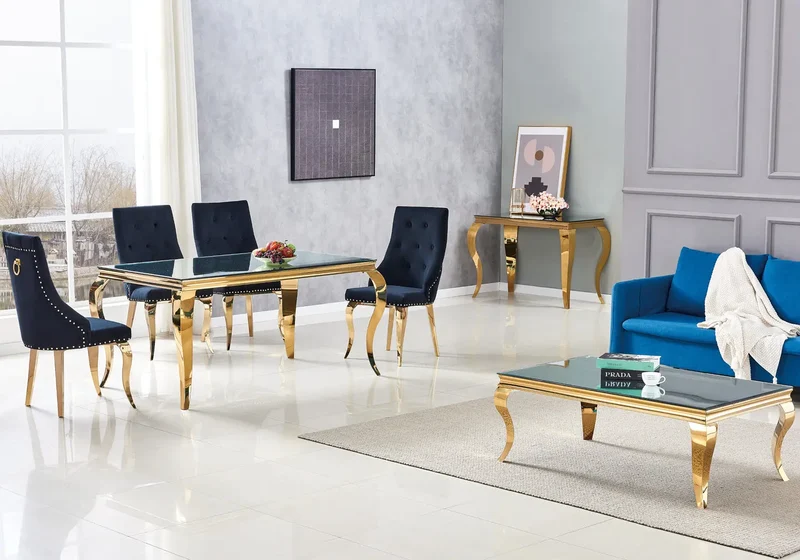 Table basse rectangulaire miroir or - Neo