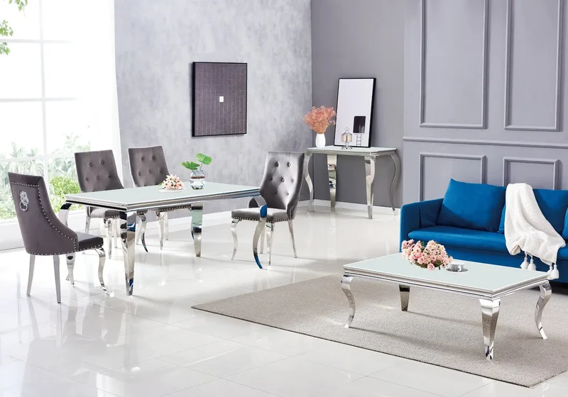 Table basse rectangulaire miroir argent - Neo