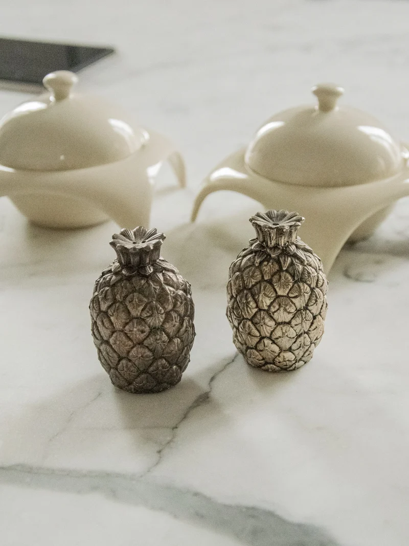 Nestor, la paire sel et poivre ananas en argent N°540