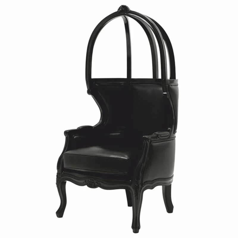 Casa Padrino Luxus Barock Kunstleder Thron Sessel Schwarz - Barockstil Möbel
