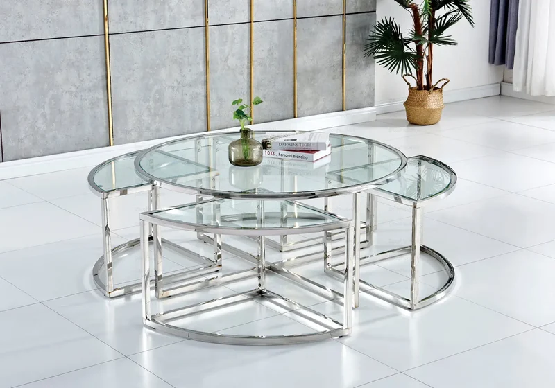 Table basse ronde design chromé - Pio