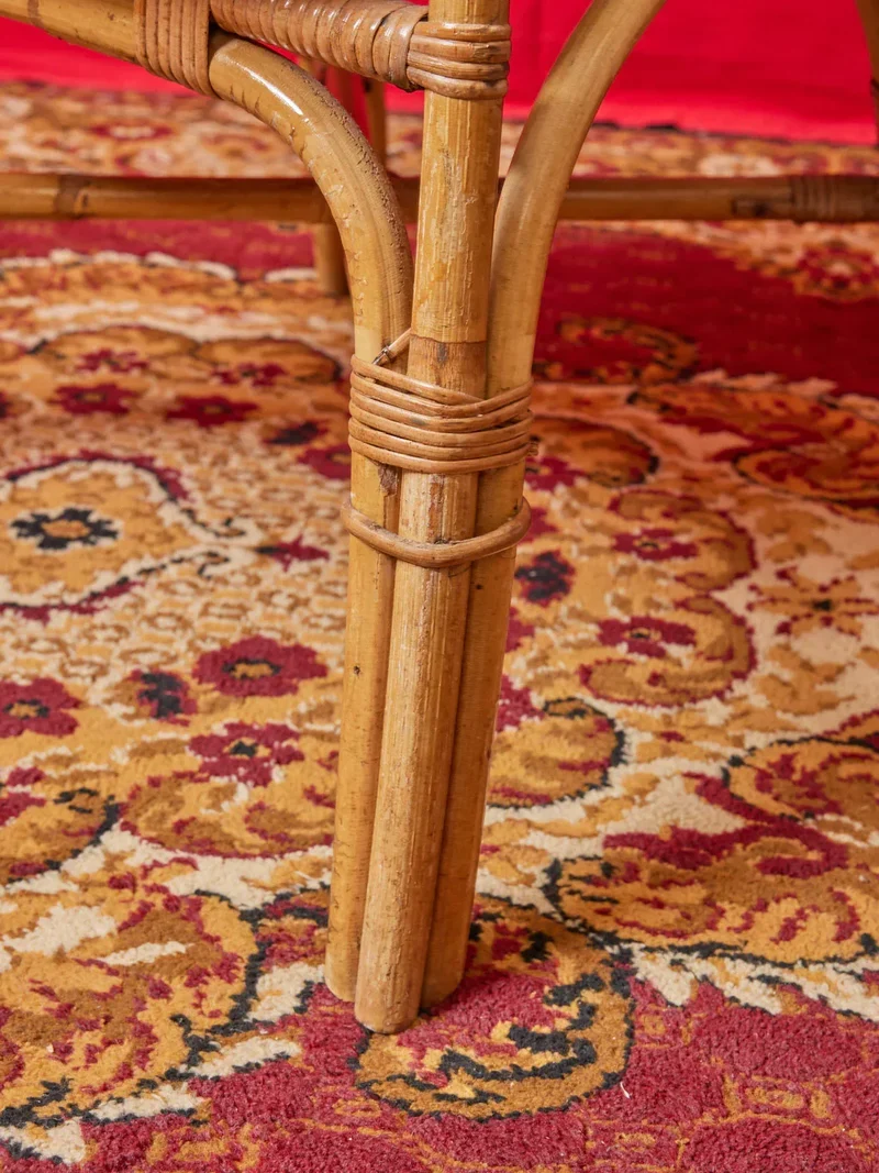 Ernest, la paire de fauteuils en osier et cuir N°711