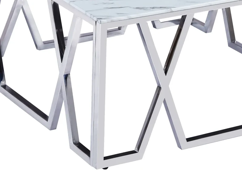 Table basse design chromé marbre - Lexa
