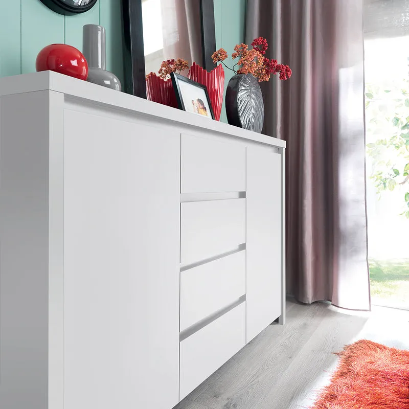 Buffet 2 portes 4 tiroirs Soren Blanc