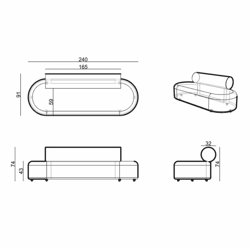 Casa Padrino Luxus Sofa Greige 240 cm - Luxus Wohnzimmer & Hotel Möbel
