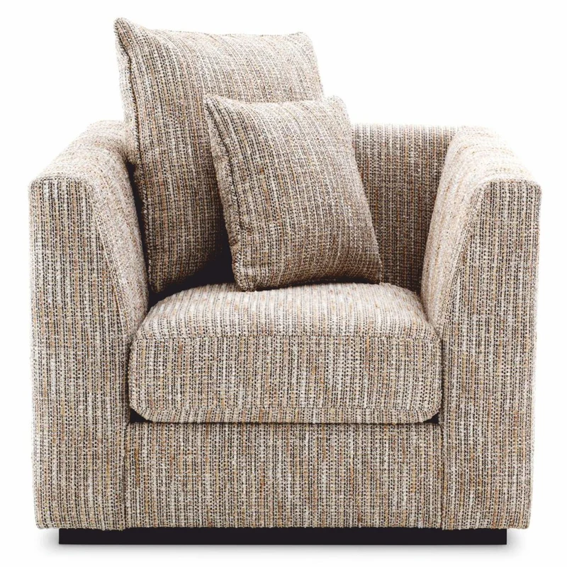 Casa Padrino Luxus Wohnzimmer & Hotel Sessel Beige / Schwarz H. 90 cm - Luxus Möbel