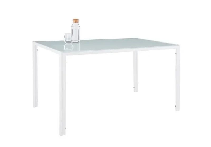 Table repas verre 6 chaises blanc - Confo
