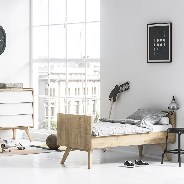 Lit bébé évolutif et Commode à langer Vox Vintage Bois Blanc